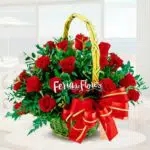 Floral Basket with 24 Roses