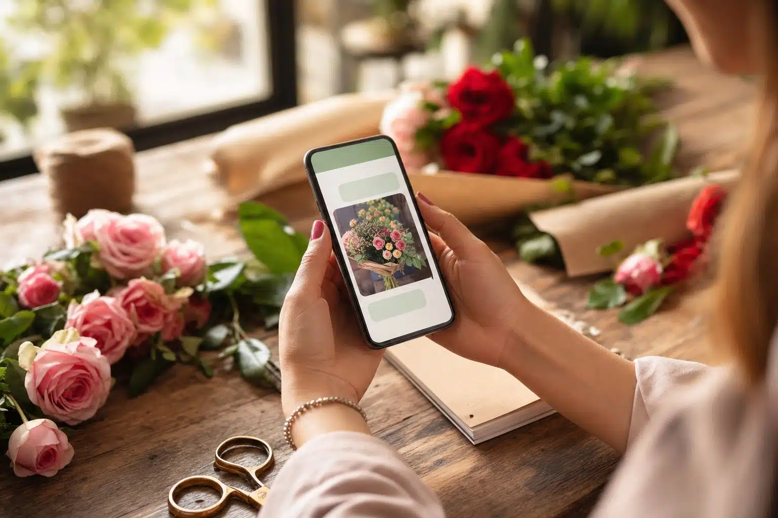 Contacto WhatsApp Floristería en Bogotá pedido de arreglo floral por chat